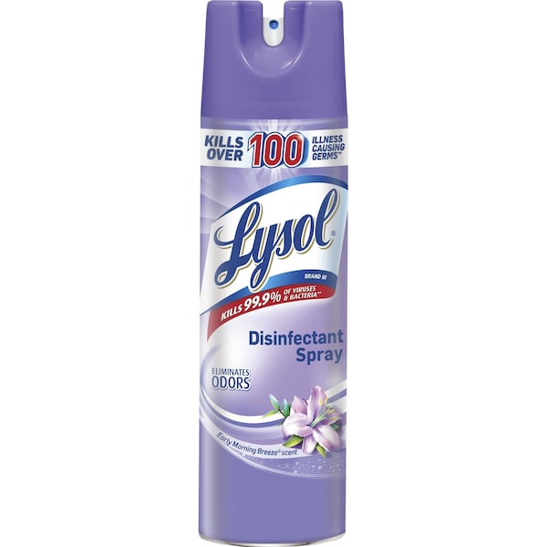 Lysol Early Morning Breeze Disinfectant Spray, 19 fl oz (0.6 quart) Early Morning Breeze, Clear, 12 PK RAC80834CT - main